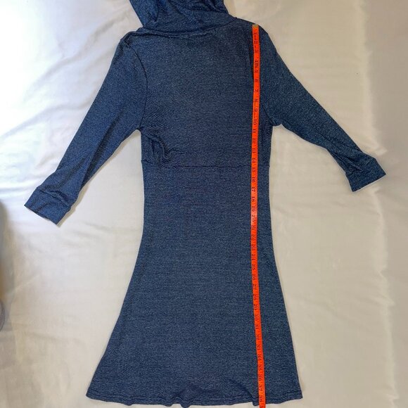 Michael Stars Maternity OS Cowl Neck Dress Blue with Sheen 3/4 Sleeves Fitted - Picture 7 of 10